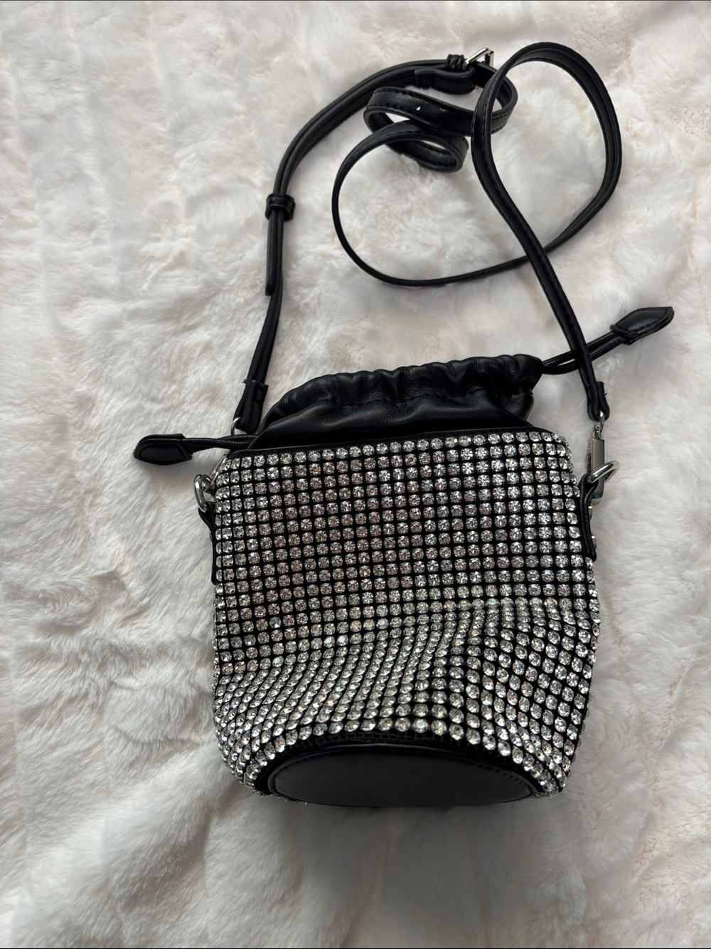 Madison West Black Crystal-Studded Crossbody Bag
